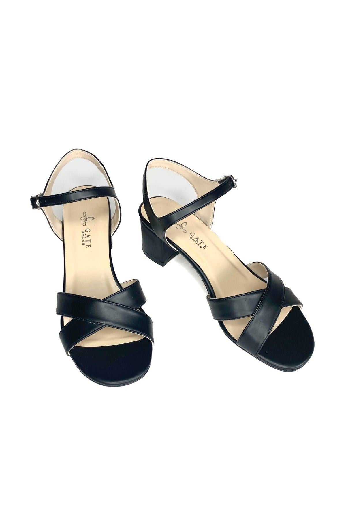Çapraz Bantlı Bilekten Tokalı Kadın Sandalet Yolana Gate Shoes-siyah