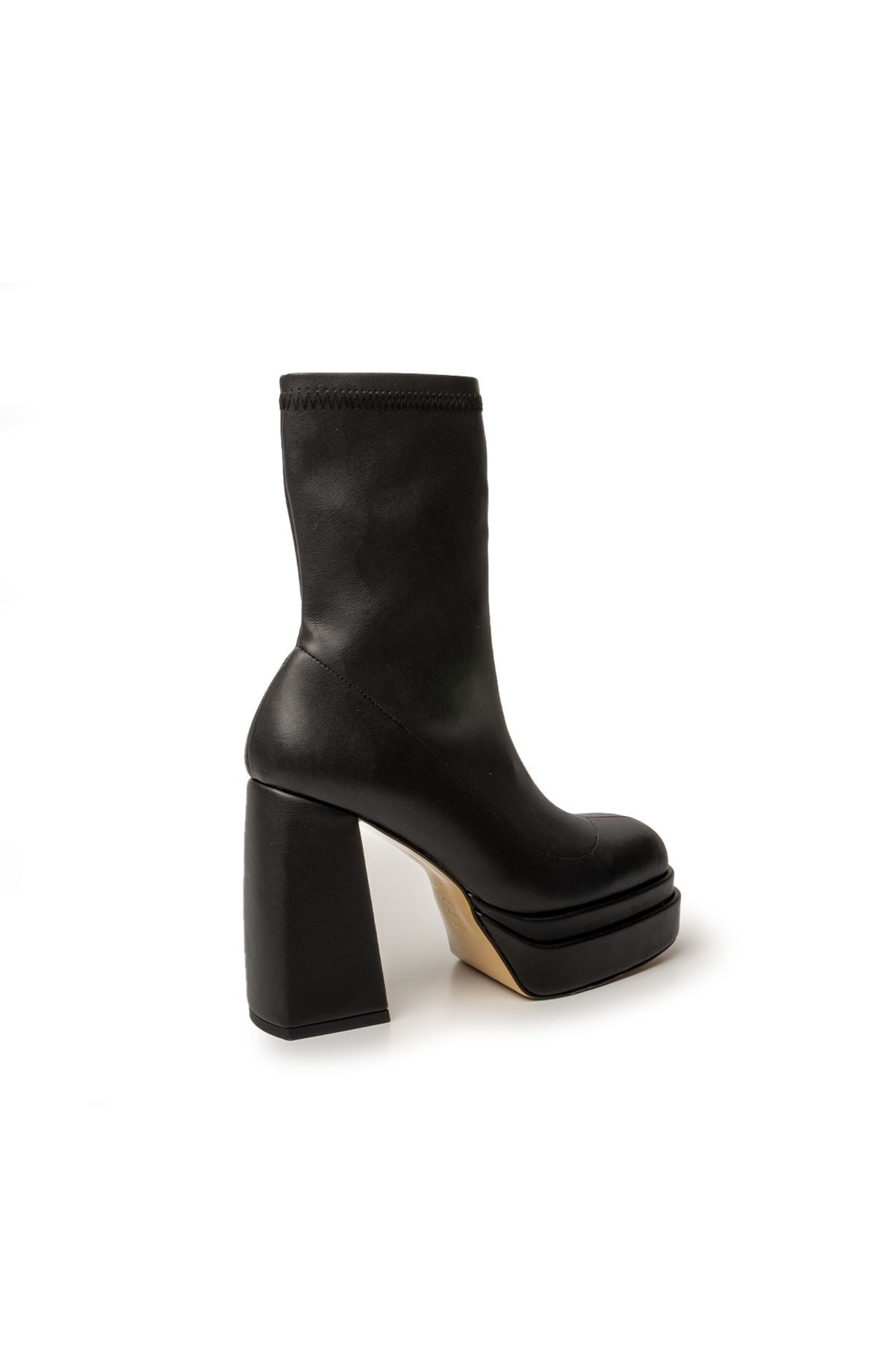 Eleni Platform Topuk Deri Streç Kadın Bot Gate Shoes-siyah