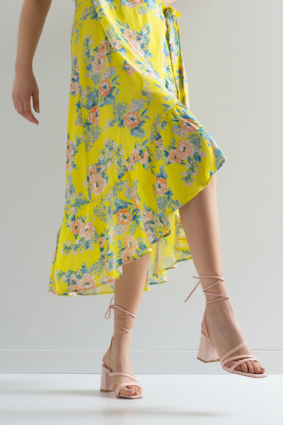 Kadın Bantlı ve İpli Platform Topuklu Kadın Sandalet Carisa Platform Gate Shoes-Pudra Pembe