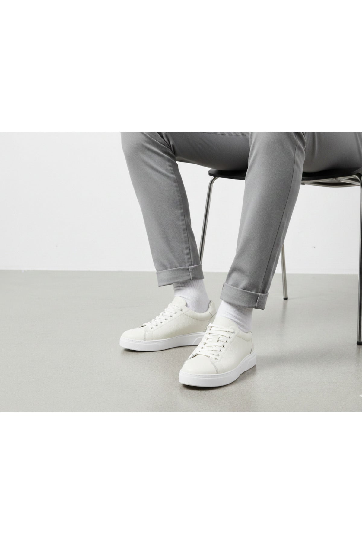 AXIS Erkek Beyaz Hakiki Deri Günlük & Rahat Taban Sneaker Ayakkabı