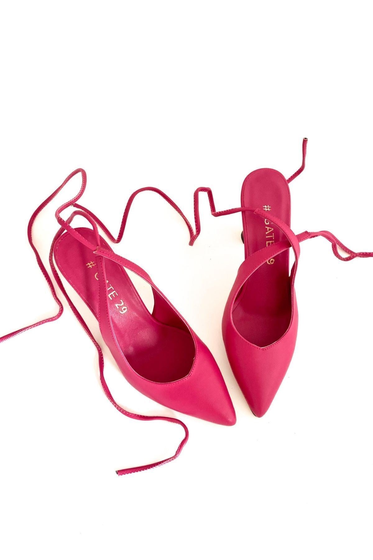 Kadın Fuşya İpli Klasik Orta Topuklu Ayakkabı - Berry Star Gateshoes