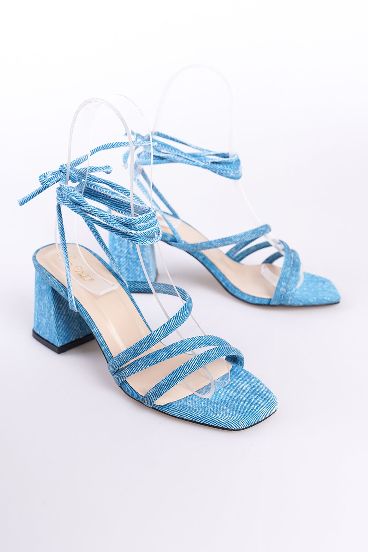 Gate Shoes - Carisa Kadın Sandalet - Deri Astarlı, Çıkarılabilir İpli - Kot Mavi