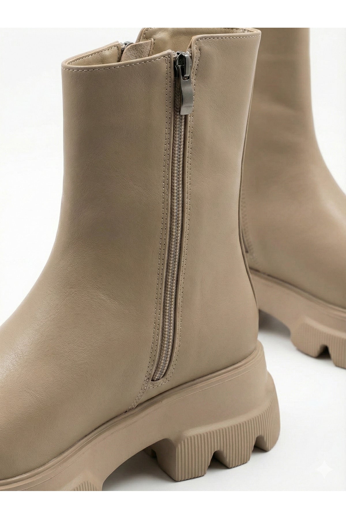 GİANNA Kışlık Kadın Fermuarlı Bot-Bej