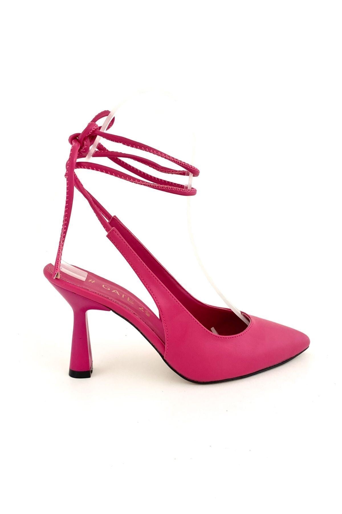 Kadın Fuşya İpli Klasik Orta Topuklu Ayakkabı - Berry Star Gateshoes