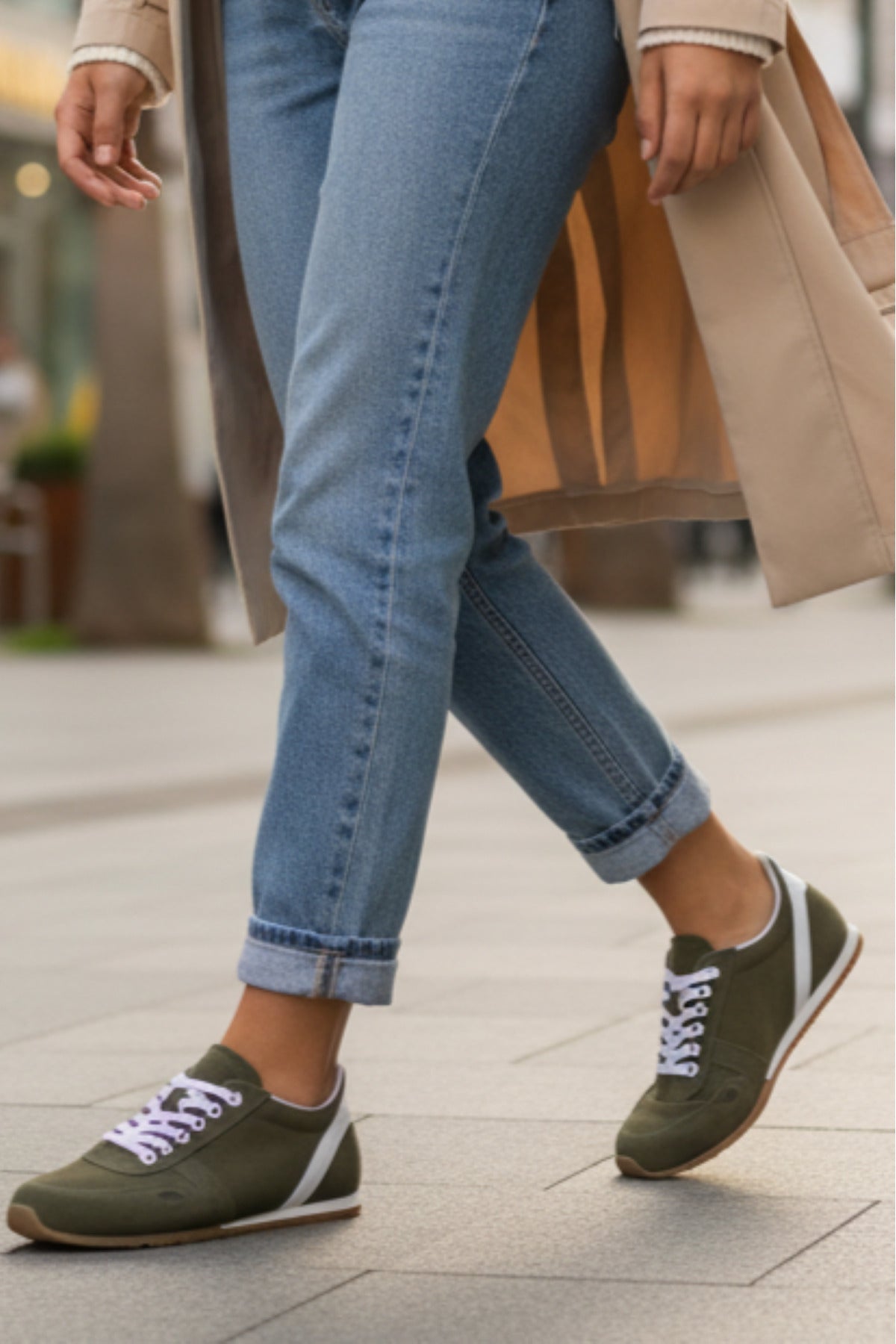 ALESSİA Kadın Haki Süet Sneaker - Rahat Günlük Ayakkabı