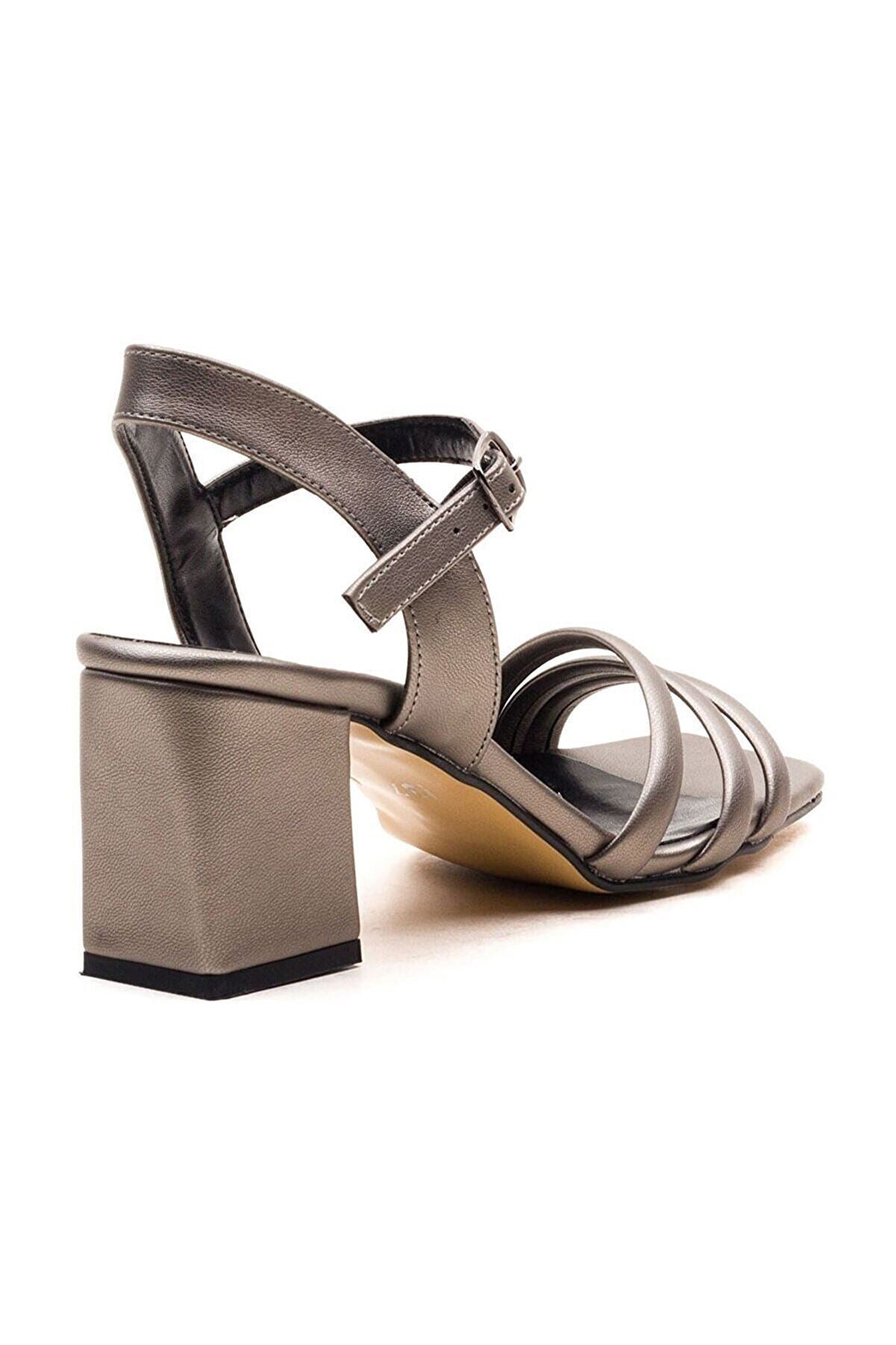 Luis Gate Shoes Platin Bantlı Topuklu Kadın Sandalet