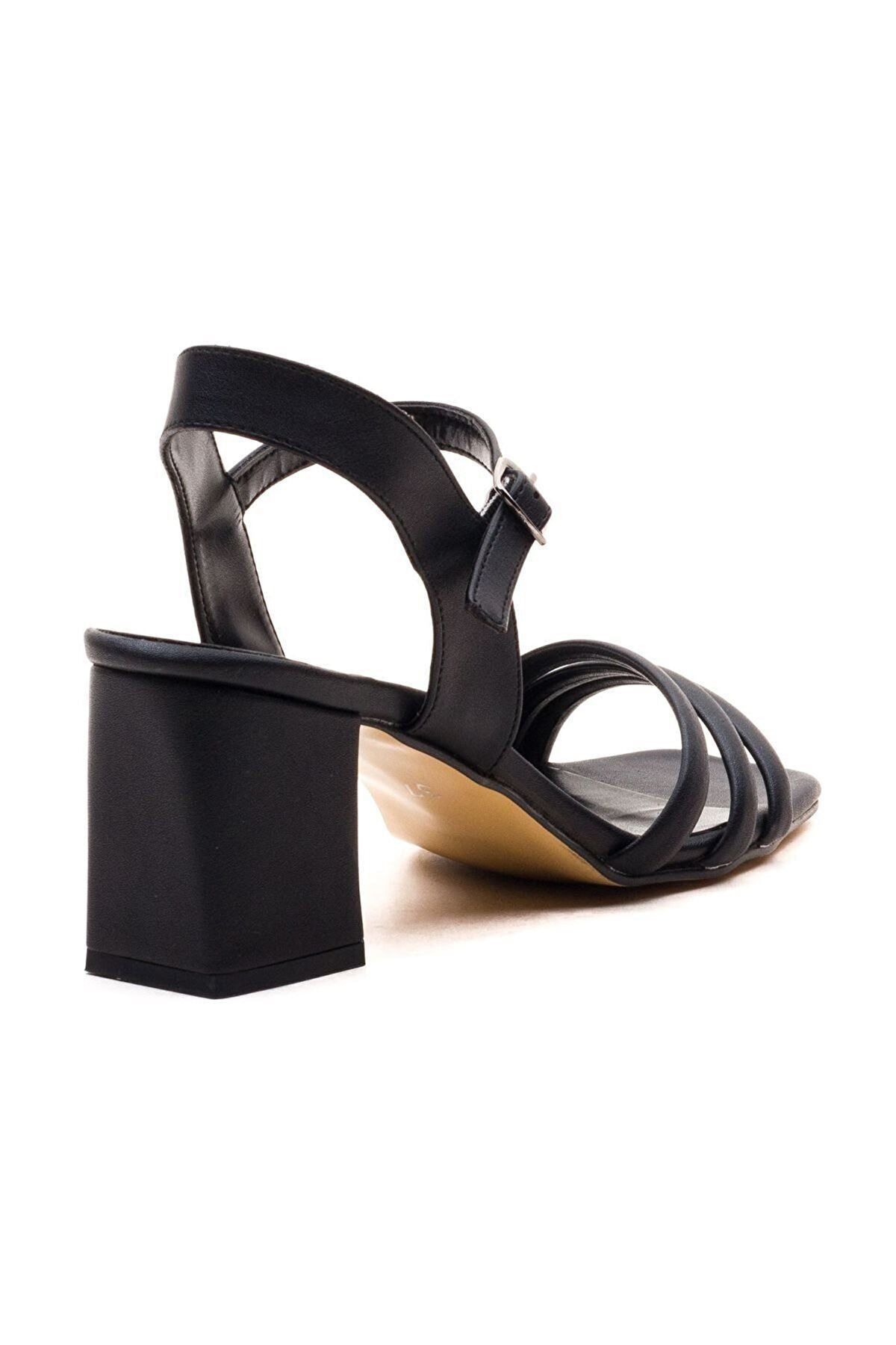 Luis Gate Shoes Kadın Siyah Bantlı 5 cm Topuklu Sandalet Ayakkabı