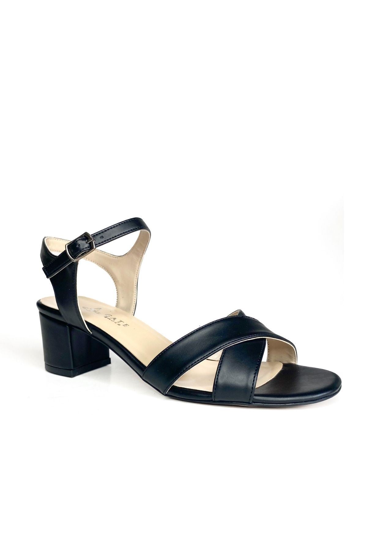 Çapraz Bantlı Bilekten Tokalı Kadın Sandalet Yolana Gate Shoes-siyah