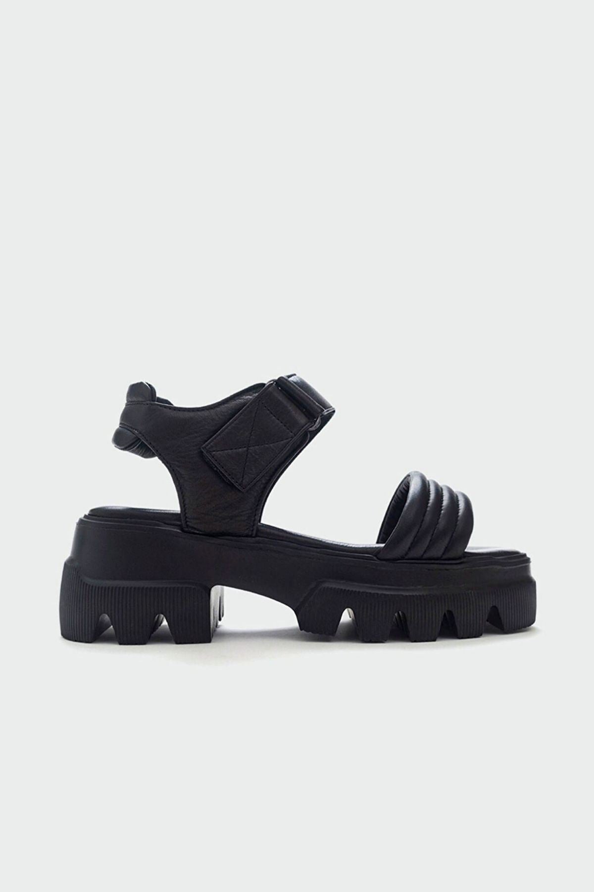 Jelena Kadın Yüksek Taban Bantlı Hakiki Deri Sandalet Gate Shoes-siyah
