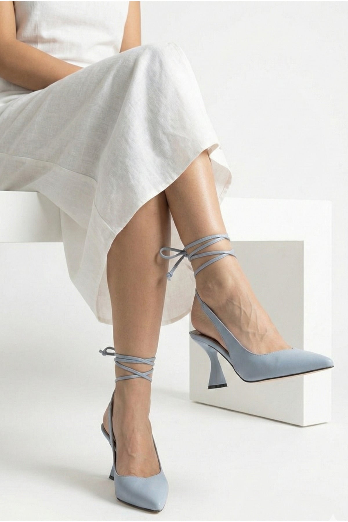 Kadın İpli Klasik Topuklu Ayakkabı Berry Star Gate Shoes-Mavi