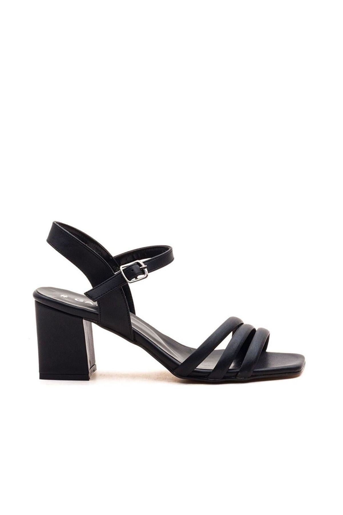 Luis Gate Shoes Kadın Siyah Bantlı 5 cm Topuklu Sandalet Ayakkabı
