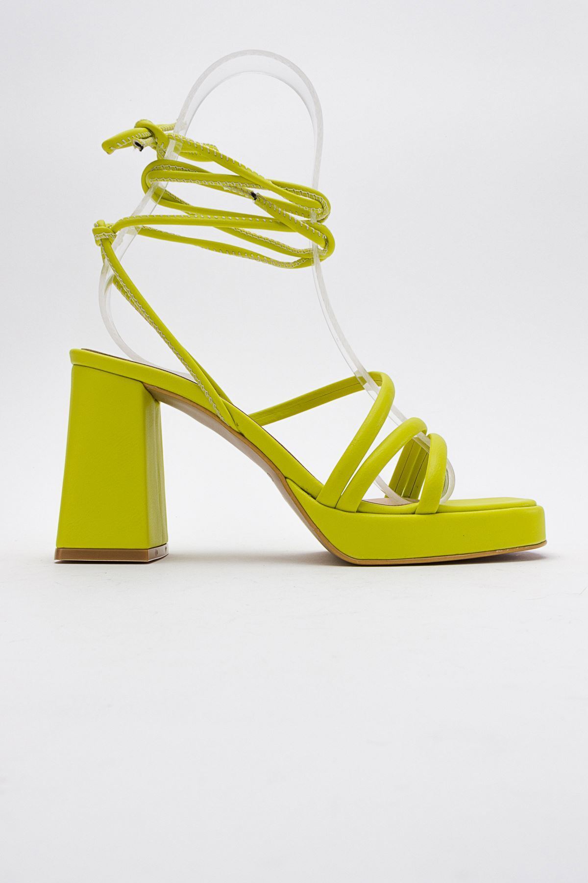 Kadın Bantlı Ve Ipli Platform Topuklu Kadın Sandalet Carisa Platform Gate Shoes-lime Yeşil