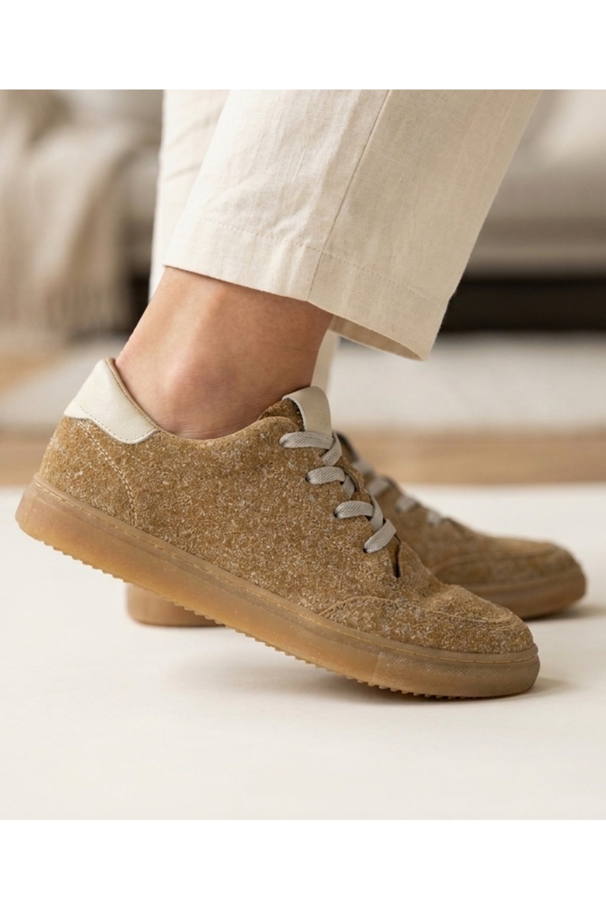 Gateshoes Kadın Taba Dokulu Günlük Sneaker Ayakkabı | Şıklık ve Konfor